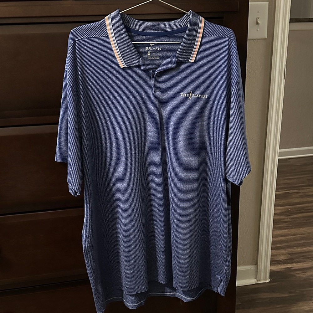 Nike Men's TPC “The Players” Polo Shirt in Blue with Orange Accents